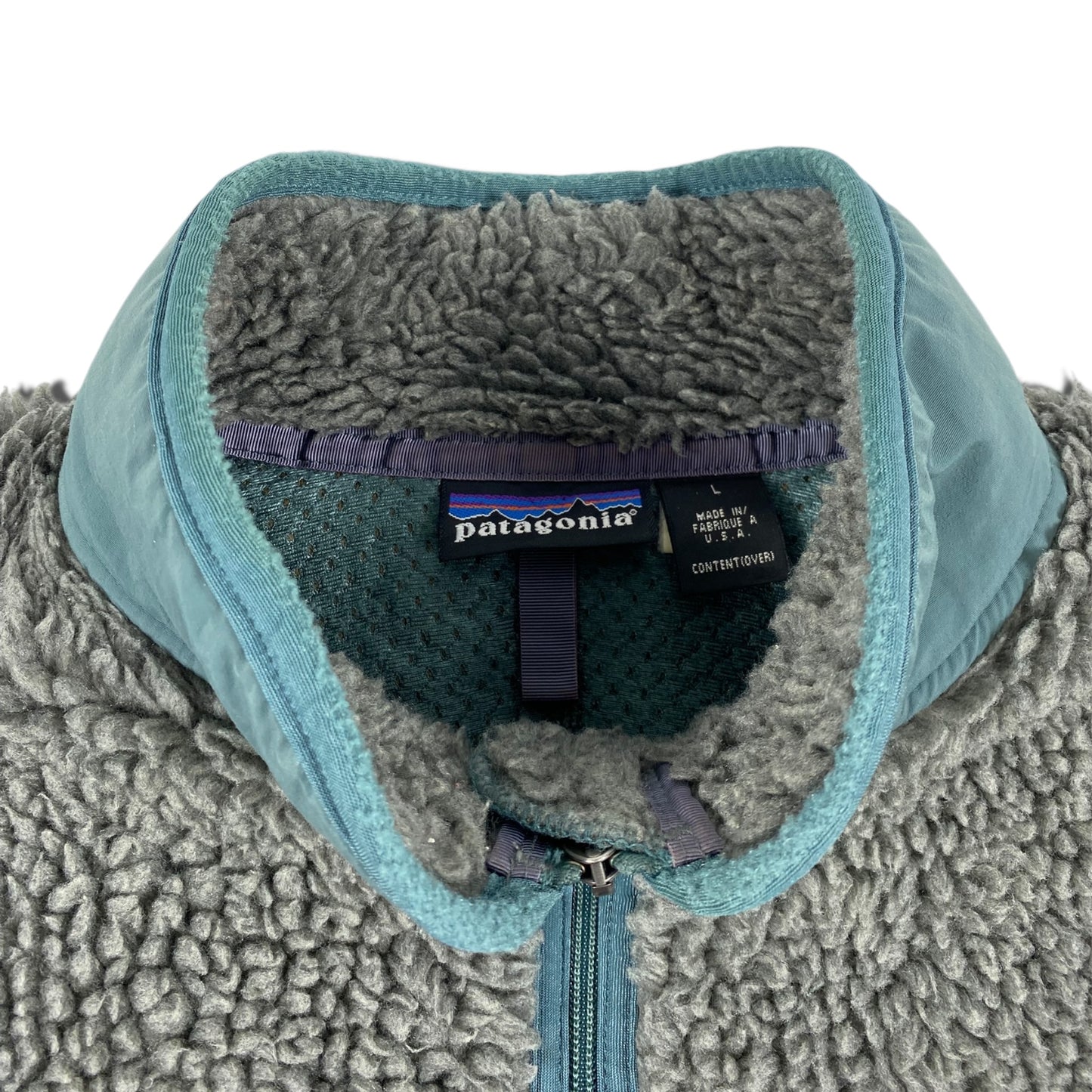 1990's Patagonia Grey Deep Pile Fleece - Large