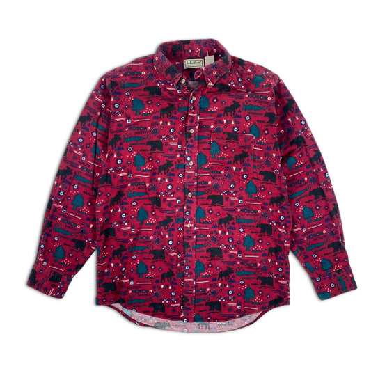 LL Bean Red Animal Print Shirt