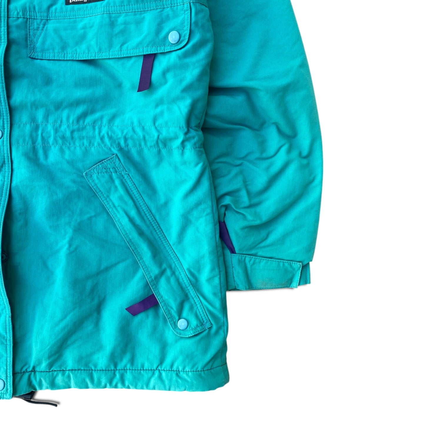 80s Patagonia Turquoise Blue Nylon Insulated Parka Coat