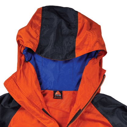 Vintage 90s’ Nike ACG. Jacket packable rainproof orange/blue/black